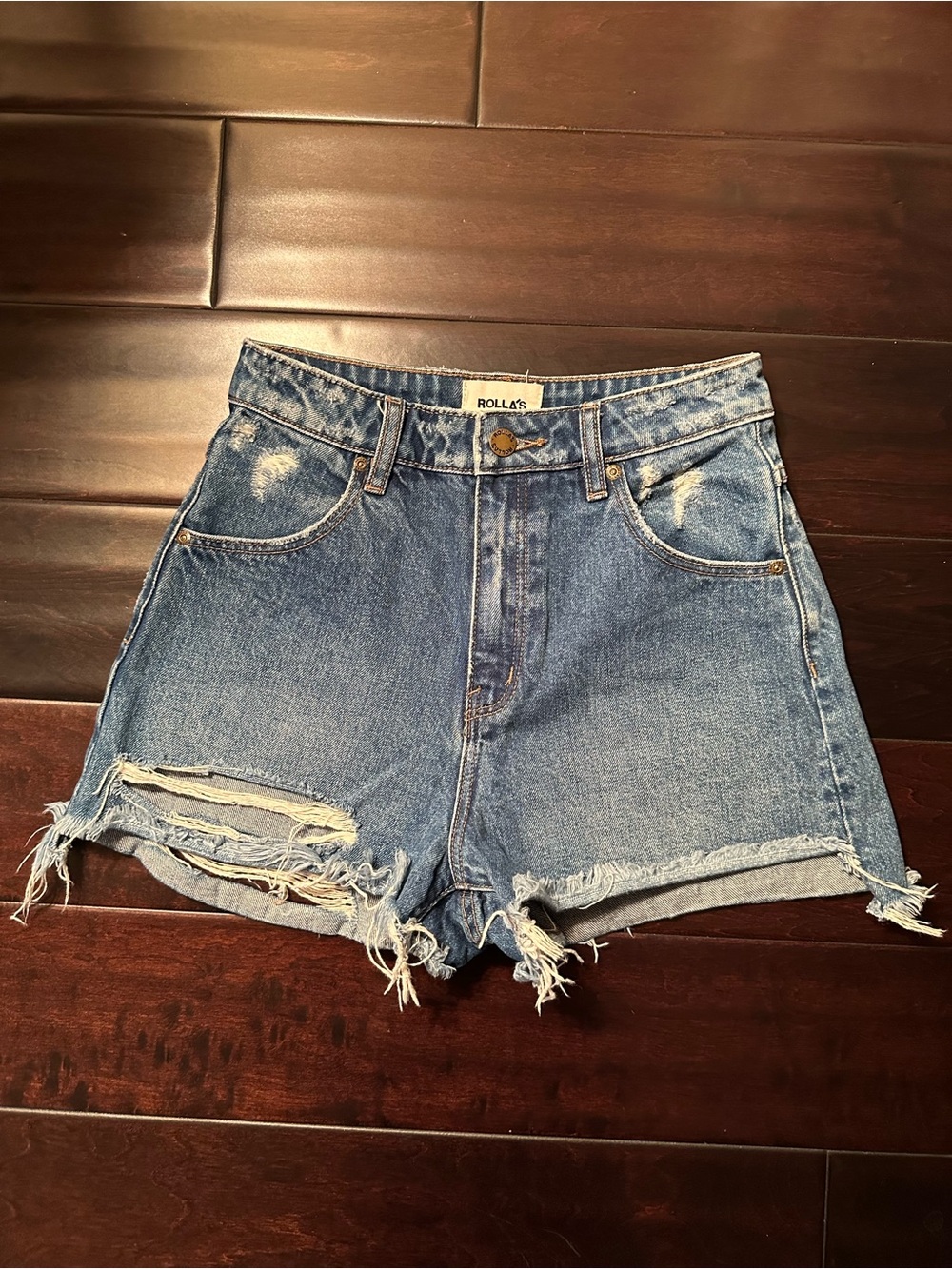 ROLLA'S High-Waist Distressed Denim Shorts Size 26